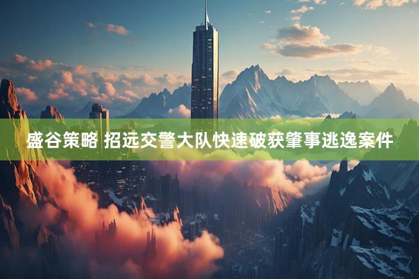 盛谷策略 招远交警大队快速破获肇事逃逸案件